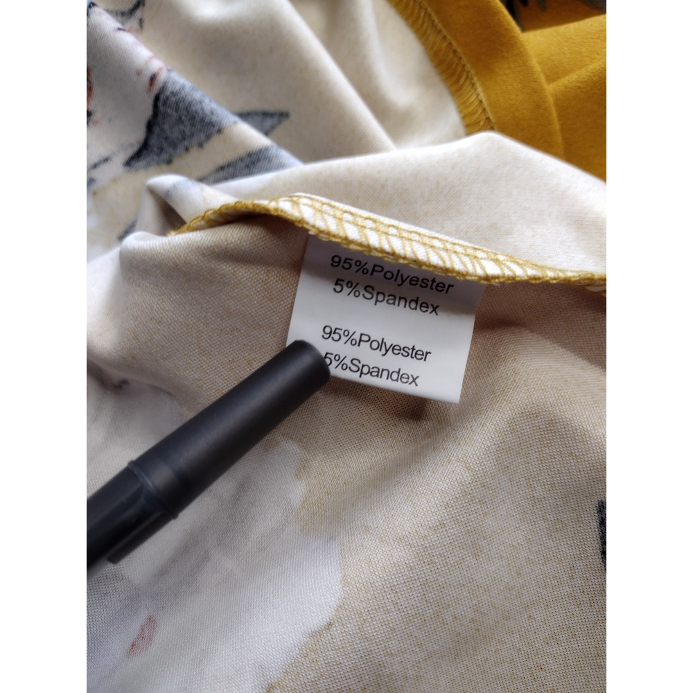 Grace Karin Mustard Yellow‎ Floral V-Neck Fit and Flare Dress Sleeveless Small - Picture 6 of 6